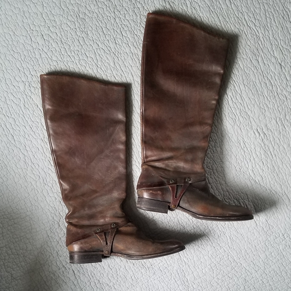 Coclico genuine leather tall riding boots low heel vintage-looking patina - Picture 3 of 13